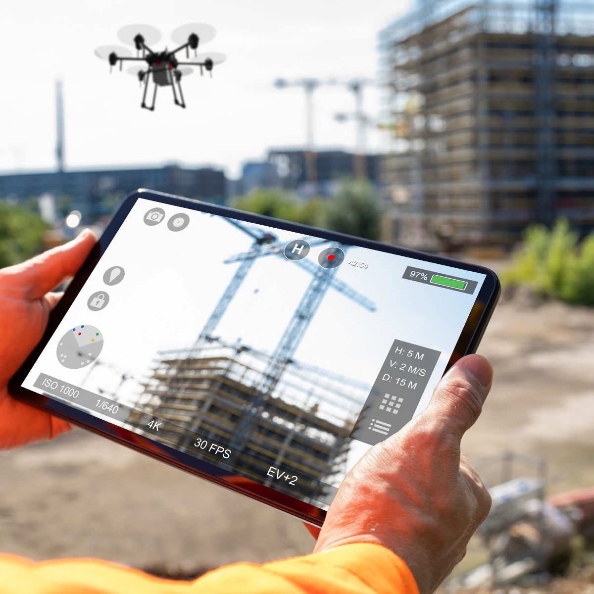 Agent de sécurité privé en surveillance drone
